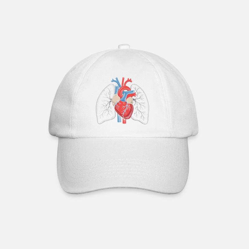 Herz-Lungen Anatomie Kunstdruck - Baseballkappe - Weiß/Weiß