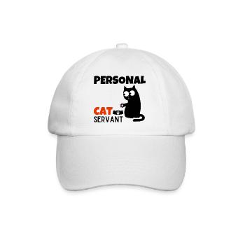 Persönlicher Katzendiener lustige Mama Papa Kätzchenliebhaber - Baseballkappe - Weiß/Weiß - Vorne