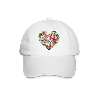 Hawaiian Ukulele Uke Heart - Baseball Cap - white/white - Front