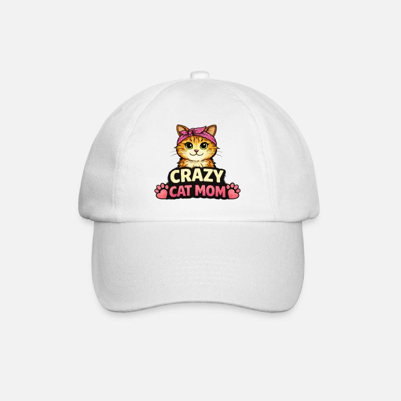 Crazy Cat Mom - Baseball Cap - white/white
