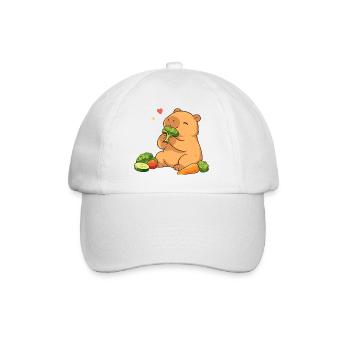 Capybara loves vegetables – relaxed & cute - Baseball Cap - white/white - Front