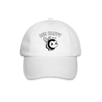 Bee Happy – Cute Bee Lineart Noir Blanc - Casquette classique - blanc/blanc - Devant
