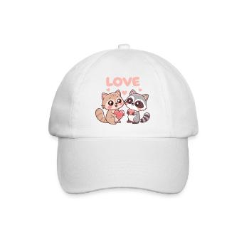 Duo Cats and Raccoons Hearts of Love - Baseball Cap - white/white - Front