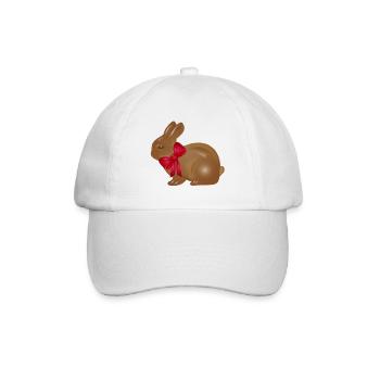 Schokoladen-Osterhase mit roter Schleife Motiv - Baseballkappe - Weiß/Weiß - Vorne