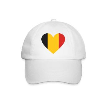 Belgische Herz-Trikolore - Baseballkappe - Weiß/Weiß - Vorne