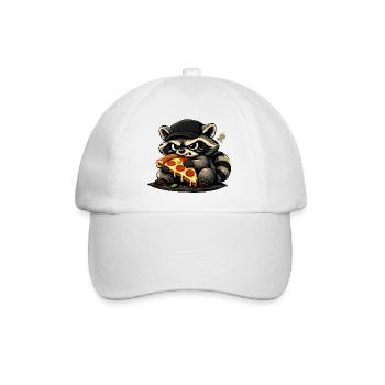 Pizza-Raccoon mit Hut - Baseballkappe - Weiß/Weiß - Vorne