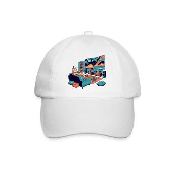 Cat cinema in the living room Cinema cat Chillout cat - Baseball Cap - white/white - Front