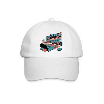 Thick Sofa Cat Chips TV Cinema Evening Cat Motif - Baseball Cap - white/white - Front