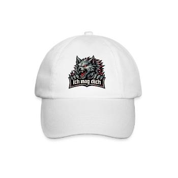 Fenriswolf Spruch – Ich mag dich - Baseballkappe - Weiß/Weiß - Vorne