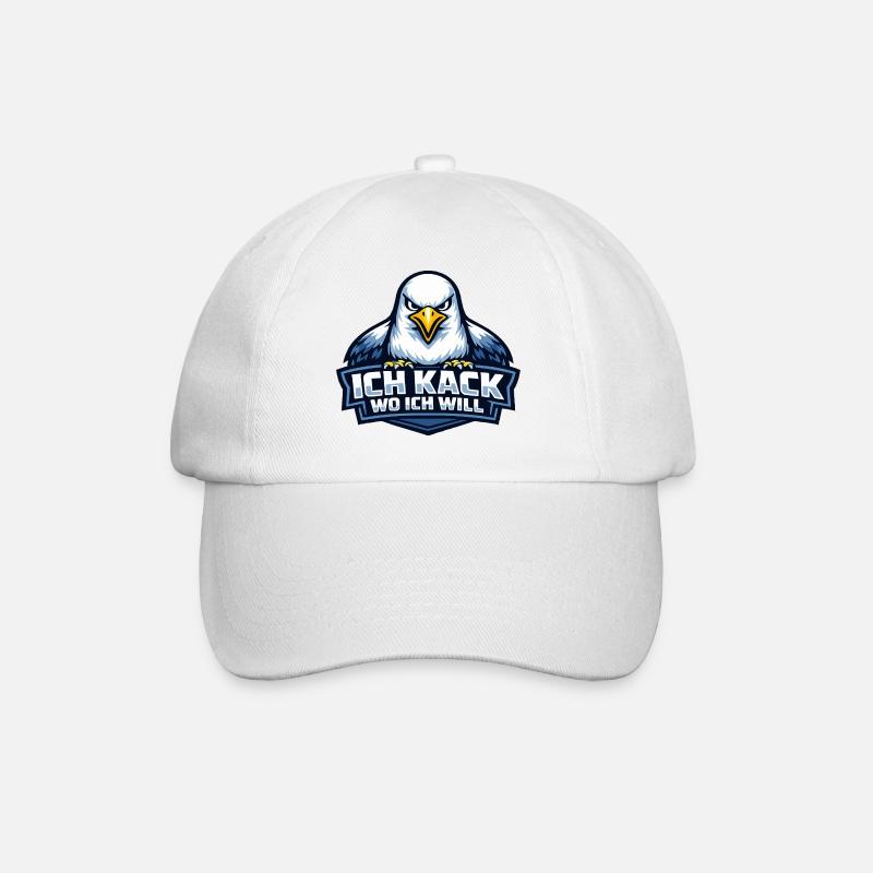 Böse Möwe "Ich kack wo ich will" Spruch - Baseballkappe - Weiß/Weiß