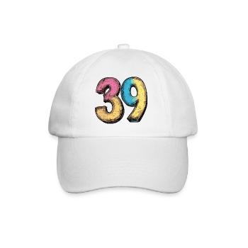 39 Zahl Bunt - Baseballkappe - Weiß/Weiß - Vorne