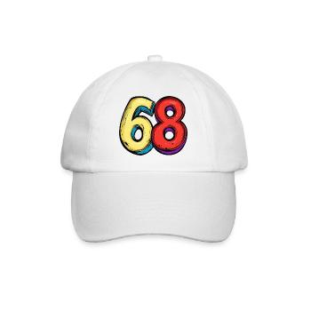 68 Zahl Bunt - Baseballkappe - Weiß/Weiß - Vorne