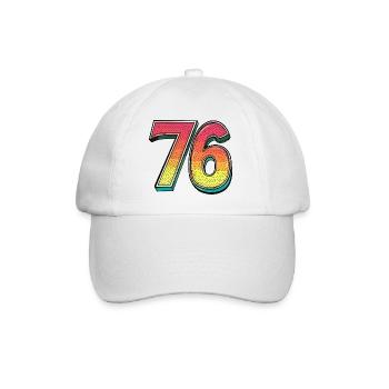 76 Zahl Bunt - Baseballkappe - Weiß/Weiß - Vorne
