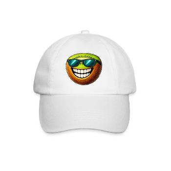 Süßer Kiwi Cartoon Sommer Sonne Grinsen Obst - Baseballkappe - Weiß/Weiß - Vorne