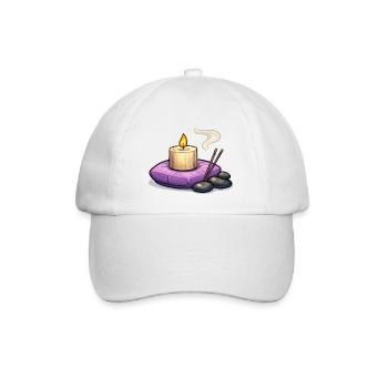 Bougie zen sur oreiller violet - Casquette classique - blanc/blanc - Devant