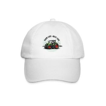 Vie à la ferme – Tracteur vert et rouge style vintage - Casquette classique - blanc/blanc - Devant