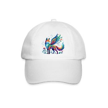 Colorful fantasy fox with wings cosmic pattern - Baseball Cap - white/white - Front