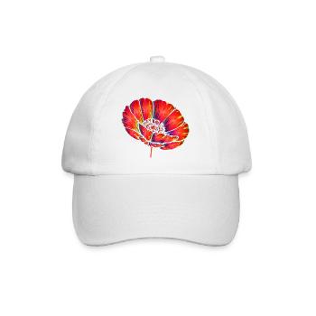 Neon Poppy Pop Art Floral Color Design - Baseball Cap - white/white - Front