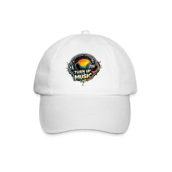 TURN UP THE MUSIC Headphones Retro Music Motif - Baseball Cap - white/white - Front