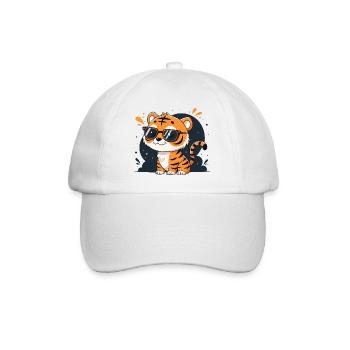 Orange Tiger Sunglasses - Baseball Cap - white/white - Front