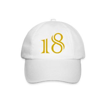 18. 18 YEARS OLD. 18th ANNIVERSARY. 18 BIRTHDAY. - Baseball Cap - white/white - Front