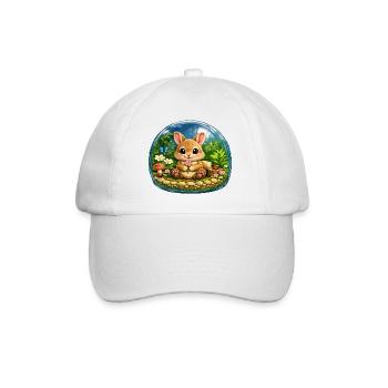 Cute Rabbit in Forest Bubble - Baseball Cap - white/white - Front