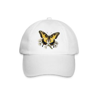 Schwalbenschwanz-Schmetterling – Gravurzeichnung - Baseballkappe - Weiß/Weiß - Vorne