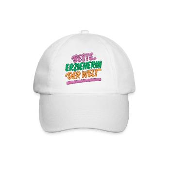 Beste Erzieherin der Welt - Baseballkappe - Weiß/Weiß - Vorne