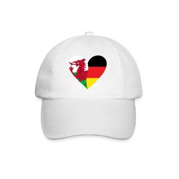 Drachenflagge Herzdesign Wales - Baseballkappe - Weiß/Weiß - Vorne