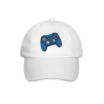 Blue Gaming Controller Pattern - Baseball Cap - white/white - Front