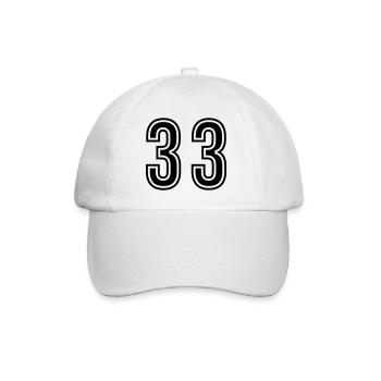 33 Number Symbol - Baseball Cap - white/white - Front