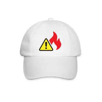 Fire Warning Solid Icon Flame Safety Symbol - Baseball Cap - white/white - Front