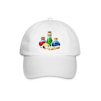 Alchemistische Trankgläser Schädel-Szene - Baseballkappe - Weiß/Weiß - Vorne