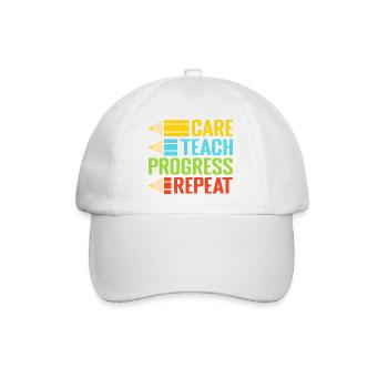Pre K Teacher Care Teach Repeat Kindergarten - Baseballkappe - Weiß/Weiß - Vorne