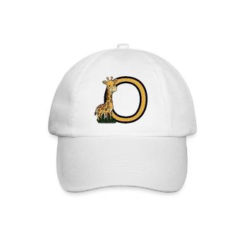 Giraffe and Oval Letter O Cartoon Design - Baseball Cap - white/white - Front