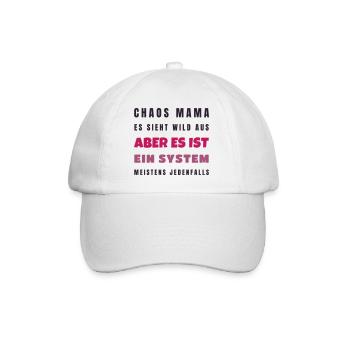 Chaos Mama Es ist ein System - Lustig Geschenk - Baseballkappe - Weiß/Weiß - Vorne