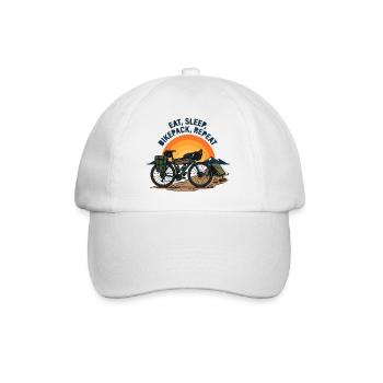 Eat Sleep Bikepack Repeat Retro Bike Art - Baseball Cap - white/white - Front