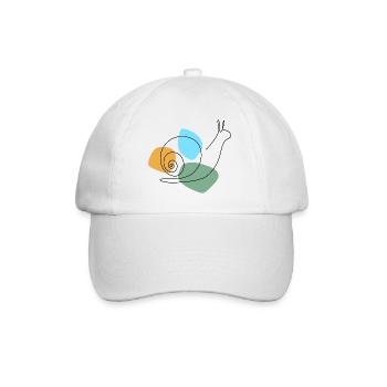 Lineart Snail with Pastel Shapes - Baseball Cap - white/white - Front