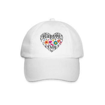 Flower Heart Happy Day - Baseball Cap - white/white - Front