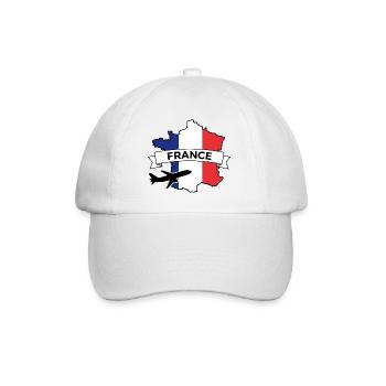 France Tricolore: Plane and Banner - Baseball Cap - white/white - Front