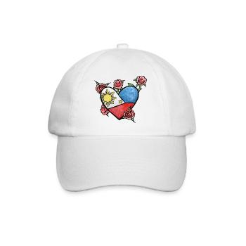 Heart of the Philippine Flag with Roses - Baseball Cap - white/white - Front