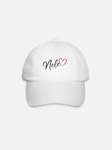 Nele Nom de famille Prénom Coeur Rose - Casquette classique - blanc/blanc