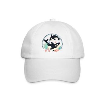 Orca baby and mother - Baseball Cap - white/white - Front