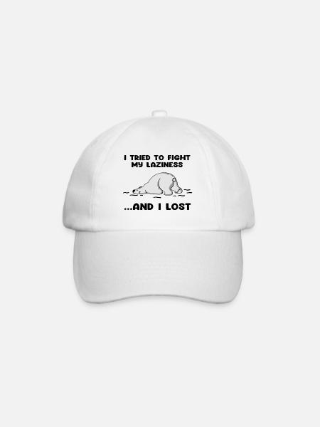 I Tried To Fight My Laziness And I Lost - Baseball Cap - white/white