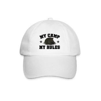 Karpfenangeln - Mein Camp Meine Regeln - Baseballkappe - Weiß/Weiß - Vorne
