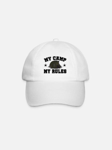Karpfenangeln - Mein Camp Meine Regeln - Baseballkappe - Weiß/Weiß