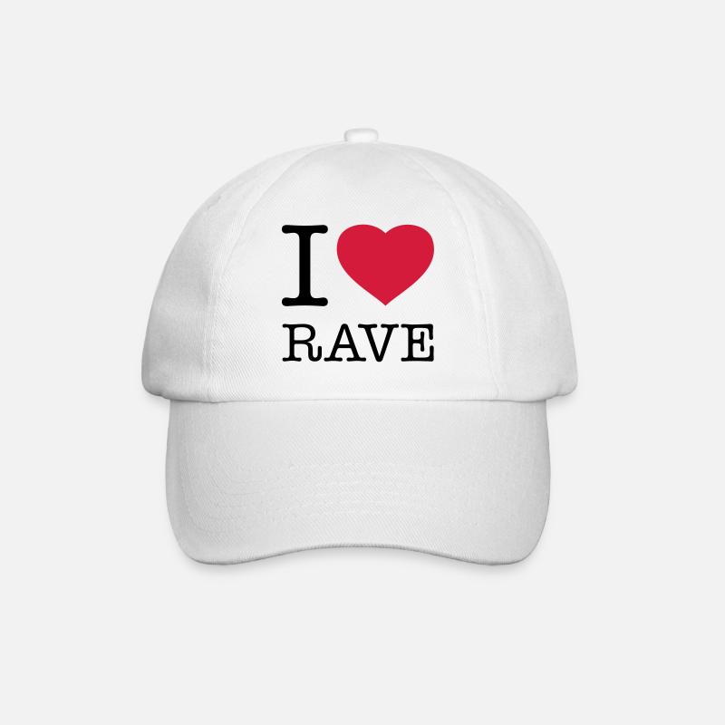 I LOVE RAVE - Baseballkappe - Weiß/Weiß
