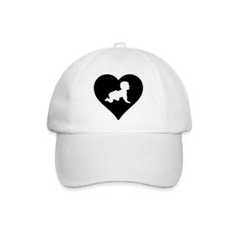 Herz für Babies Baby Geburt Kind Geschenk - Baseballkappe - Weiß/Weiß - Vorne