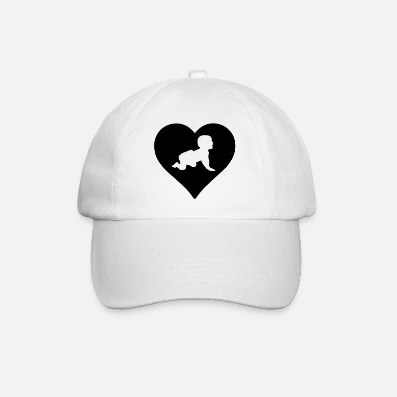 Herz für Babies Baby Geburt Kind Geschenk - Baseballkappe - Weiß/Weiß