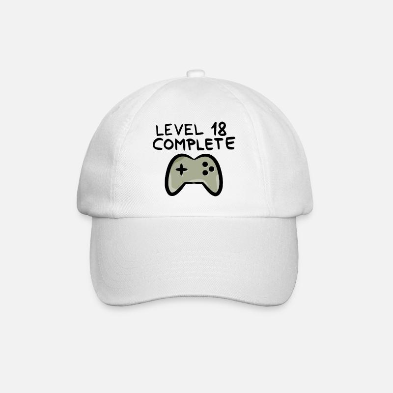 Level 18 abgeschlossen 18. Geburtstag - Baseballkappe - Weiß/Weiß